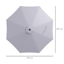 Telo per Ombrellone da Ø295 cm 8 Stecche Palo Centrale o Laterale Resistente all'Acqua Grigio  