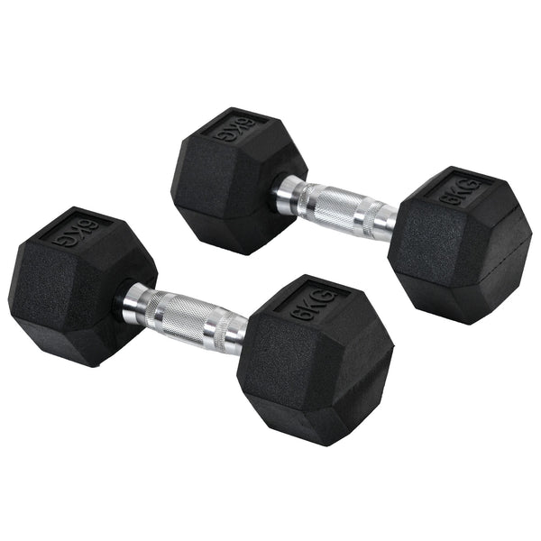 Set di 2 Manubri Esagonali da 6 kg con Presa Antiscivolo e Rivestimento in Gomma Nero sconto