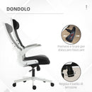 Sedia Poltrona Direzionale da Ufficio 77x75x115-125 cm in Tessuto a Rete Poliestere Nera e Bianca
