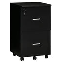 Cassettiera 2 Cassetti da Ufficio 43x45x72 cm con Ruote in MDF e Truciolato Nero