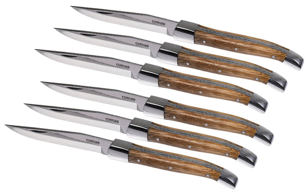 prezzo 6er Set Steakmesser Glatte Klinge Holzgriff Steakalpen