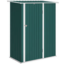 Capanno Porta Attrezzi 142x86x189 cm con Tetto Inclinato e Porta Bloccabile in Metallo Verde      