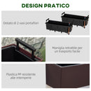 Fioriera da Balcone 99x18x19 cm in Polipropilene Marrone