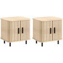 Set 2 Comodini Stile Nordico 48x40x48 cm in Legno Canettato Rovere e Nero  