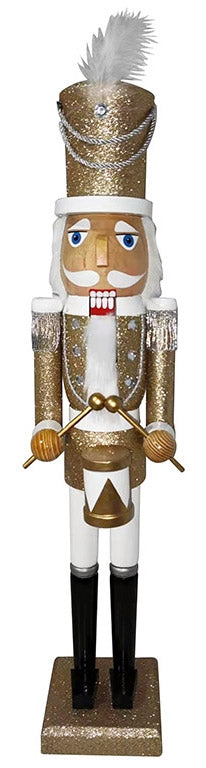 prezzo Weihnachtlicher Nussknacker Soldat H60 cm aus Holz mit goldener Trommel
