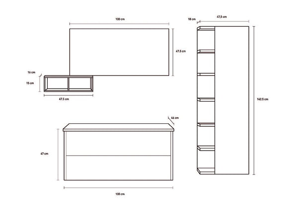 online Badezimmerschrank HW08 Light Tobacco TFT