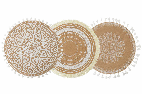 sconto Set mit 6 runden Tischsets aus Jute Ø38 cm Villa d'Este Home Tivoli Weiß