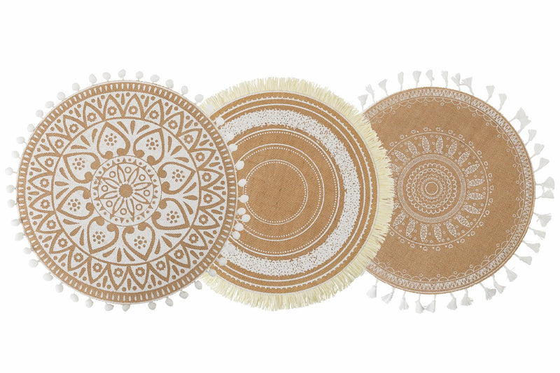 Set 6 Tovagliette Tonda in Juta Ø38 cm Villa d'Este Home Tivoli White