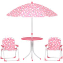 Set Tavolo e Sedie per Bambini con Ombrellone per Esterno in Acciaio Rosa      