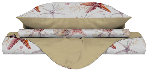 Bettbezug mit Aufdruck auf der Tasche und doppelseitigen Seestern-Kissenbezügen prezzo