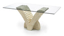 Tavolo Fisso 180x100x76 cm in Pietra con Top in Vetro Trasparente
