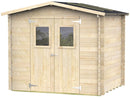Casetta Box da Giardino per Attrezzi 248x198 cm con Porta Doppia Finestrata in Legno Naturale