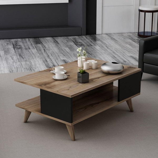 Tavolino da salotto da caffè 90x60x38,6 cm Lyontav nero e noce prezzo