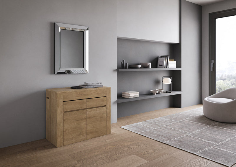 Consolle Tavolo Allungabile 90-302x42x75 cm Evolve Quercia Natura con Panca Inferiore e Superiore