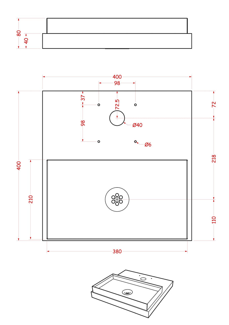 Base con Vaschetta per Fontane con Ghiera Grande 40x40x5 cm in Cemento Belfer 42/BSE/5 Verde