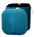 Set  3 Pouf Contenitore in Tessuto Velluto Turchese