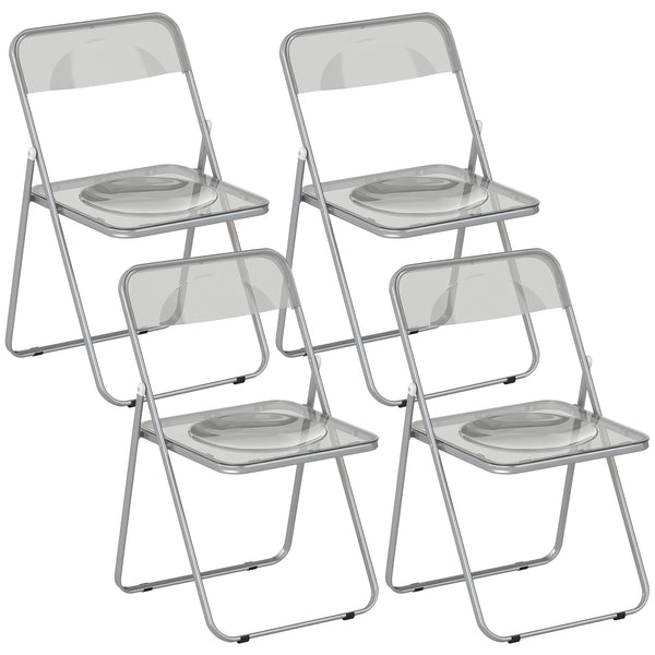 prezzo Set 4 Sedie Pieghevoli 47x48x75 cm in Acrilico Trasparenti Grigio