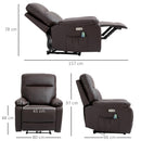 Poltrona Relax Massaggiante 80x96x97 cm con Telecomando Marrone