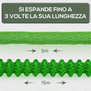 Tubo da Giardino Estensibile 15 m con Pistola Spray a 8 Funzioni Verde