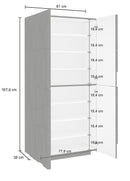 Scarpiera 4 Ante Battenti 81,2x39,2x167,6 cm Ping Cemento Bronx