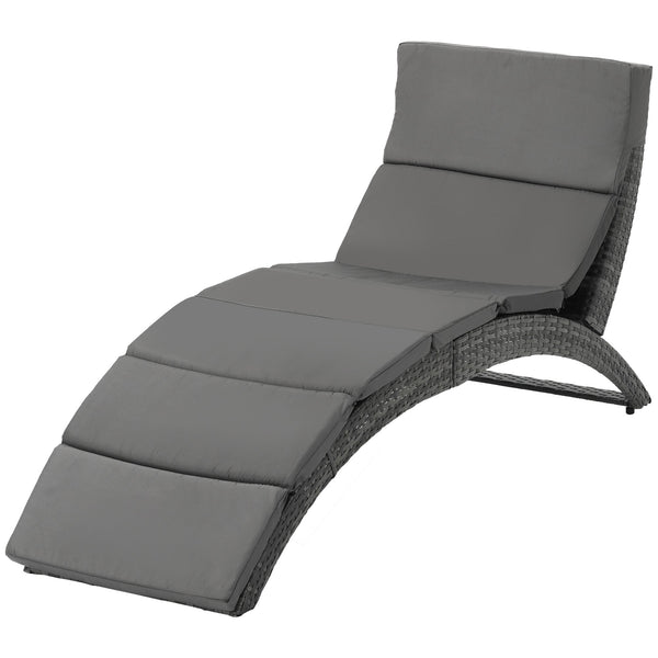 acquista Lettino Prendisole da Giardino Pieghevole 59x156x78 cm in Rattan PE Ergonomica Grigio
