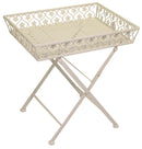 Tavolino da Giardino Rettangolare con Vassoio in Metallo Letizia Bianco