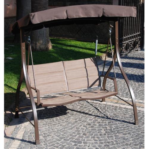 Dondolo 2 Posti in Ferro con Rivestimento Seduta in Textilene Imbottito 160X114X163Cm