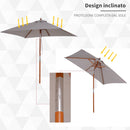 Ombrellone da Giardino 2x1,5 m Palo Ø38 mm in Legno Grigio