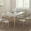 Set di 6 Sedie Pieghevoli Moderne 45x46x78 cm in Acciaio e Tessuto Effetto Lino Beige      
