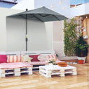 Ombrellone Semicircolare 200x190x240 cm con Tettuccio Anti UV Grigio   