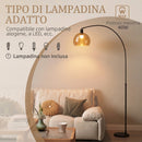 Lampada da Terra ad Arco 90x26x180 cm con Interruttore a Pedale in Metallo e Marmo Nero e Grigio Fumo      