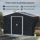 Casetta Box da Giardino Porta Attrezzi 277x195x192 cm con 2 Porte Scorrevoli Grigio Scuro  