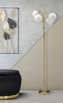 Lampada da Terra Glamy 4 Light Ø54x176 cm in Ferro e Vetro Bianco e Oro