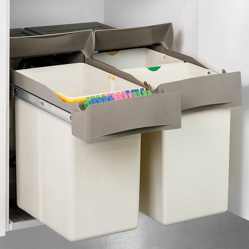 Pattumiera Differenziata per Mobili Cucina 20L Estrazione Automatica Emuca Grigia