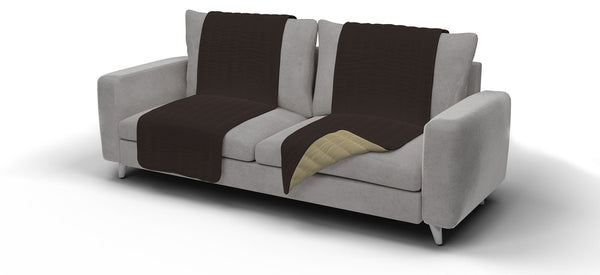 Gesteppter Sofabezug aus Doubleface-Mikrofaser in Braun/Creme sconto