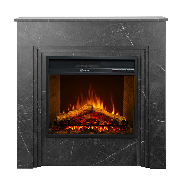 Camino Elettrico da Terra 96x35x96 cm Bellini in Legno Effetto Marmo Nero sconto