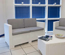 Set Salotto da Giardino con Divano 2 Poltoncine Tavolo in Resina Bauer Bianco