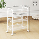 Carrello da Cucina a 3 Livelli 41,5x26,5x63 cm con Cesti Removibili e 4 Ruote in Acciaio e Plastica PP Bianco      