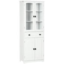 Credenza da Cucina Alta con 2 Armadietti e Cassetto 60x30x160 cm Bianco  