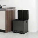 Pattumiera a 2 Sezioni da 15L 41,7x36,6x43,2 cm a Pedale con Chiusura Silenziosa in Acciaio Inox Argento  