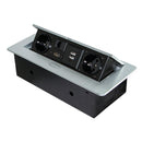 Multipresa da Scrivania da Incasso a Scomparsa 26,5x12 cm in Acciaio Emuca Grigio Metallizzato