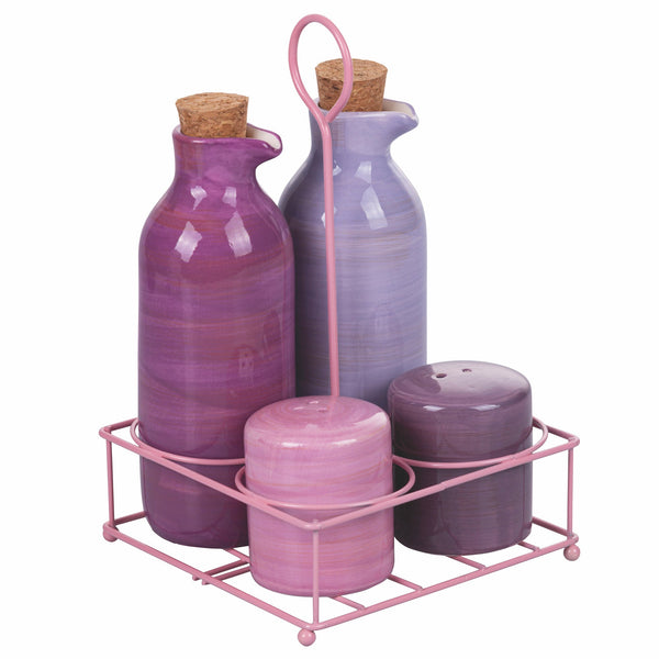 Set aus 5 Keramikteilen mit Metallständer Villa d'Este Home Tivoli Baita Provence prezzo