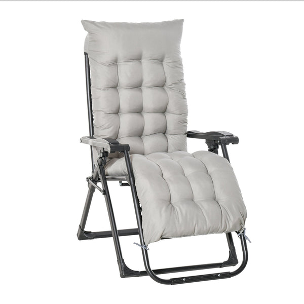 Klappbarer Gartenliegestuhl 90 x 65 x 110 cm mit verstellbarer Rückenlehne und hellgrauer Matratze sconto