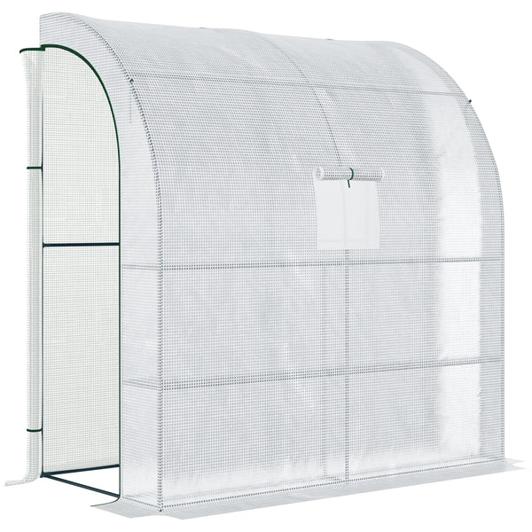Serra Addossata a 3 Livelli 200x100x215 cm con Porte e Finestre Avvolgibili in PE e Acciaio Verde e Bianco online