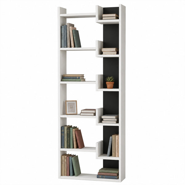 acquista Libreria a 6 Ripiani 60,5x22x162,5 cm Scaffalatura Verticale Moderna Bianco e Antracite