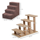 Scaletta per Cani a 4 Gradini 60x35x44 cm con Rivestimento Sfoderabile e Lavabile Marrone      