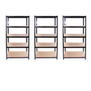 Set 3 Scaffali Senza Bulloni 90x45x180 cm in Acciaio Nero  