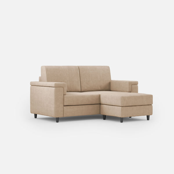 Divano 2 Posti con Pouf 168x145x85 cm Marrak in Tessuto Beige prezzo