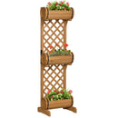 Set 3 Fioriere da Esterno a Mezza Botte 45x35x150 cm con Grigliato per Rampicanti in Legno di Abete Marrone