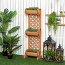 Set 3 Fioriere da Esterno a Mezza Botte 45x35x150 cm con Grigliato per Rampicanti in Legno di Abete Marrone